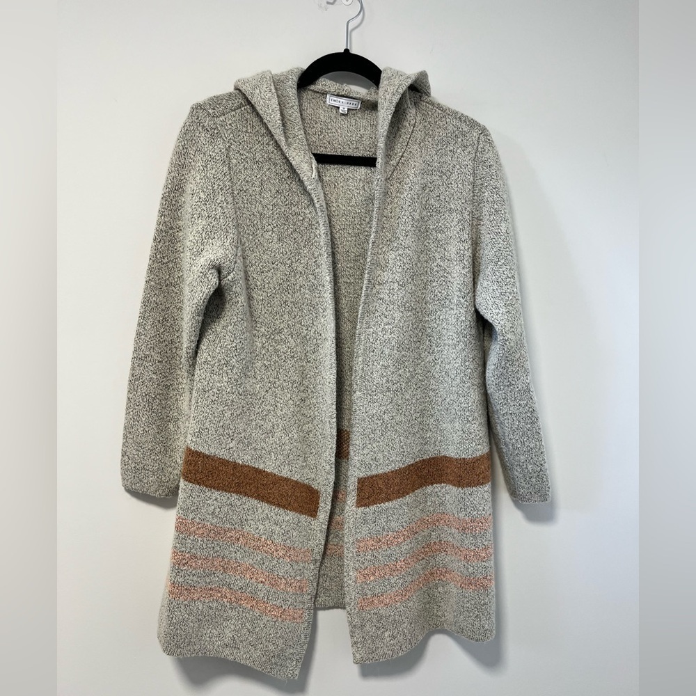 Emory Park Hooded Cardigan with Stripes -oversized - Picture 2 of 7